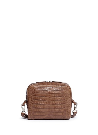 Back View - Click To Enlarge - CELESTINA BAGS - 'Roxas' small Caiman crocodile leather shoulder bag