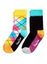 Main View - Click To Enlarge - HAPPY SOCKS - Argyle and colourblock kids socks 2-pair pack