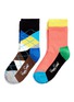 Main View - Click To Enlarge - HAPPY SOCKS - Argyle and colourblock kids socks 2-pair pack