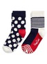 Main View - Click To Enlarge - HAPPY SOCKS - Nautical stripe and polka dot kids socks 2-pair pack