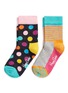 Main View - Click To Enlarge - HAPPY SOCKS - Colourblock stripe and polka dot kids socks 2-pair pack