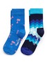 Main View - Click To Enlarge - HAPPY SOCKS - Wave and palm tree kids socks 2-pair pack