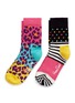 Main View - Click To Enlarge - HAPPY SOCKS - Leopard and mix pattern kids socks 2-pair pack