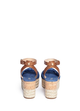 Back View - Click To Enlarge - MICHAEL KORS - 'Maxwell' denim cork wedge espadrille platform sandals