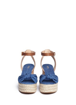 Front View - Click To Enlarge - MICHAEL KORS - 'Maxwell' denim cork wedge espadrille platform sandals