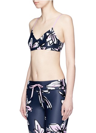 Front View - Click To Enlarge - THE UPSIDE - 'Ballet Crop' English floral print sports bra top