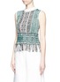 Front View - Click To Enlarge - MAME - Fringe tribal sleeveless knit top