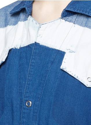 Detail View - Click To Enlarge - MAME - Ribbon hem patchwork chambray shirt dress