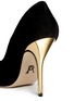Detail View - Click To Enlarge - PAUL ANDREW - 'Zenadia' 24k gold dipped heel suede pumps