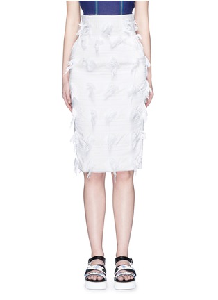 Main View - Click To Enlarge - STELLA JEAN - 'Magliaia' fray trim stripe jacquard pencil skirt