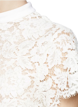 Detail View - Click To Enlarge - VALENTINO GARAVANI - Guipure lace top wool-silk crepe dress