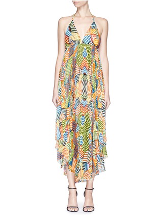 Main View - Click To Enlarge - ALICE & OLIVIA - 'Ollie' stripe pleat halter maxi dress
