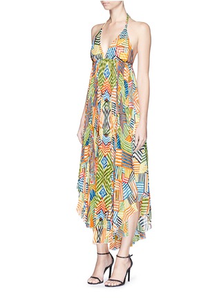 Figure View - Click To Enlarge - ALICE & OLIVIA - 'Ollie' stripe pleat halter maxi dress