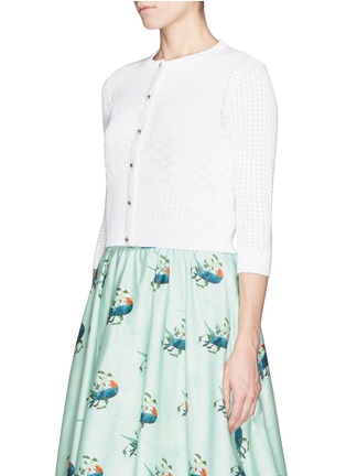 Front View - Click To Enlarge - ALICE & OLIVIA - 'Makenzie' pointelle knit cropped cardigan