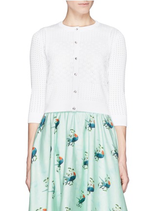 Main View - Click To Enlarge - ALICE & OLIVIA - 'Makenzie' pointelle knit cropped cardigan