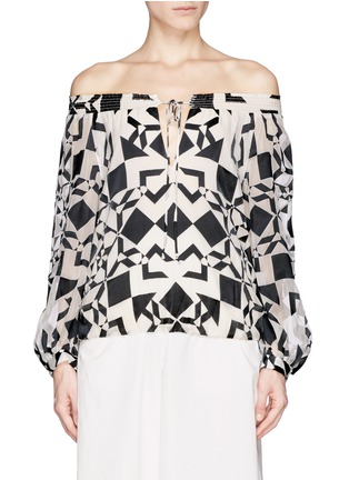 Main View - Click To Enlarge - ALICE & OLIVIA - 'Tammie' diamond patchwork gypsy top