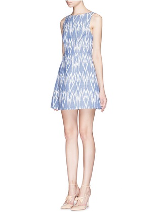 Front View - Click To Enlarge - ALICE & OLIVIA - 'Epstein' ikat print denim pouf dress