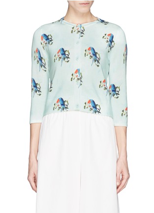 Main View - Click To Enlarge - ALICE & OLIVIA - 'Parrots in Paradise' fine knit cropped cardigan