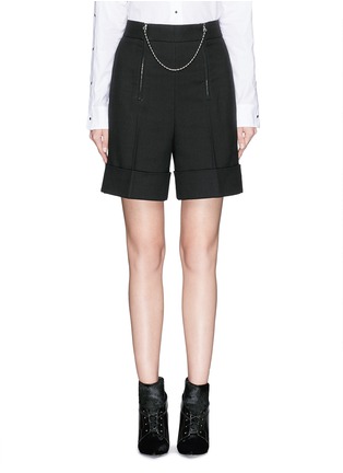 Main View - Click To Enlarge - ALEXANDER WANG - Ball chain zip cotton-wool shorts