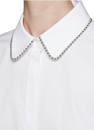 Detail View - Click To Enlarge - ALEXANDER WANG - Ball chain collar cotton poplin shirt
