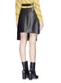 Back View - Click To Enlarge - ACNE STUDIOS - 'Leino' hopsack panel lambskin leather skirt