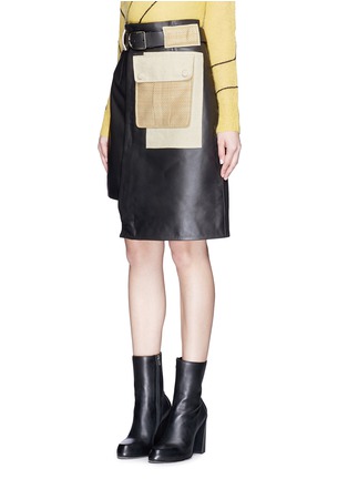 Front View - Click To Enlarge - ACNE STUDIOS - 'Leino' hopsack panel lambskin leather skirt