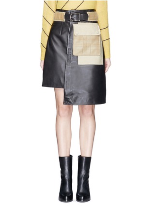 Main View - Click To Enlarge - ACNE STUDIOS - 'Leino' hopsack panel lambskin leather skirt