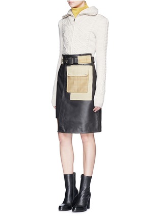 Figure View - Click To Enlarge - ACNE STUDIOS - 'Leino' hopsack panel lambskin leather skirt