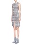 Front View - Click To Enlarge - ACNE STUDIOS - 'Siena' plaid check wool bouclé dress