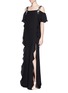 Figure View - Click To Enlarge - CHLOÉ - Jewelled cold shoulder silk ruffle gown