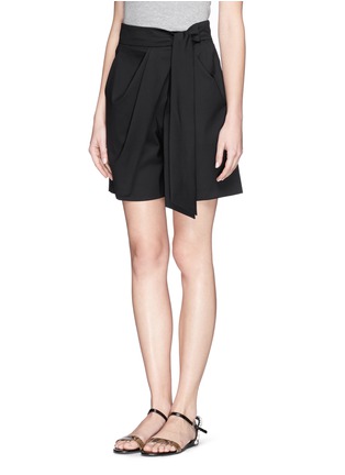 Front View - Click To Enlarge - CHLOÉ - Drape wrap front wool shorts