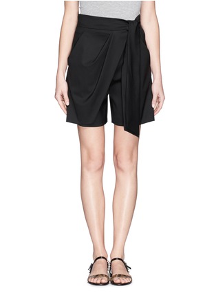 Main View - Click To Enlarge - CHLOÉ - Drape wrap front wool shorts