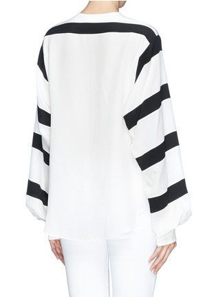 Back View - Click To Enlarge - CHLOÉ - Collarless graphic stripe silk blouse