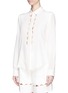 Front View - Click To Enlarge - CHLOÉ - Scalloped cutout silk blouse