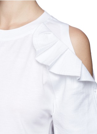 Detail View - Click To Enlarge - CHLOÉ - Ruffle cold shoulder jersey T-shirt