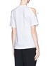 Back View - Click To Enlarge - CHLOÉ - Ruffle cold shoulder jersey T-shirt