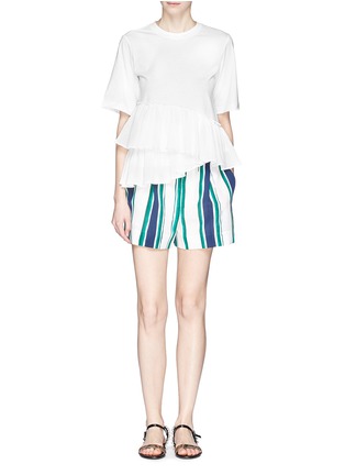 Figure View - Click To Enlarge - CHLOÉ - Layered pleat hem T-shirt