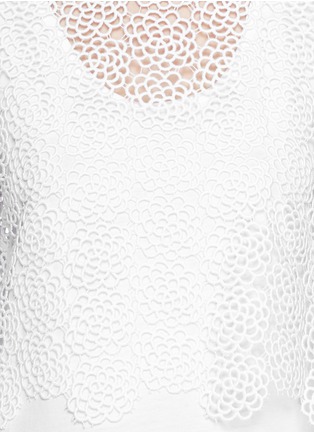 Detail View - Click To Enlarge - CHLOÉ - Floral lace cape overlay jersey top