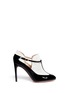 Main View - Click To Enlarge - VALENTINO GARAVANI - Velvet patent leather cutout ankle booties
