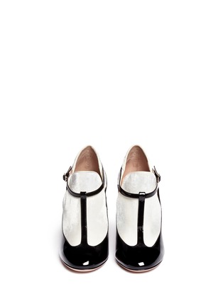 Figure View - Click To Enlarge - VALENTINO GARAVANI - Velvet patent leather cutout ankle booties