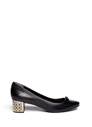 Main View - Click To Enlarge - TORY BURCH - 'Bea' metallic detailed leather pumps