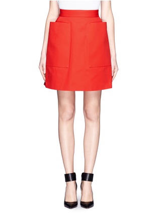 Main View - Click To Enlarge - ALEXANDER MCQUEEN - Cotton silk-blend canvas large pocket pleated back skirt
