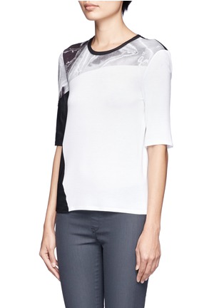 Front View - Click To Enlarge - HELMUT LANG - Silver print colour block T-shirt