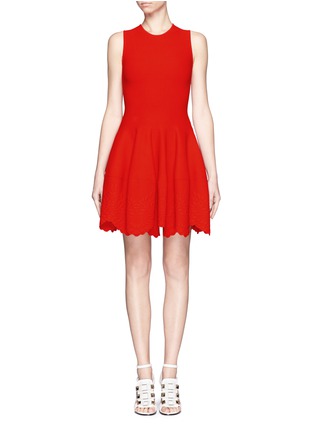 Main View - Click To Enlarge - ALEXANDER MCQUEEN - Embossed San Gallo knit dress