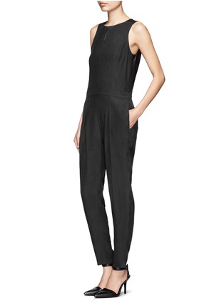 Front View - Click To Enlarge - RAG & BONE - Adeline leather panels silk jumpsuit