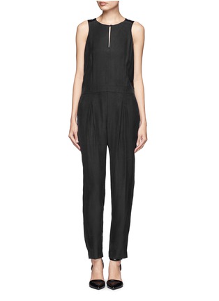 Main View - Click To Enlarge - RAG & BONE - Adeline leather panels silk jumpsuit