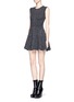 Figure View - Click To Enlarge - RVN - Leopard jacquard sleeveless flared dress