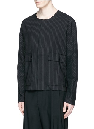 Front View - Click To Enlarge - FFIXXED STUDIOS - 'Kay' pinstripe relaxed bomber jacket
