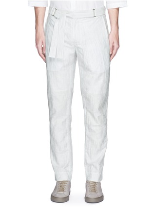 Main View - Click To Enlarge - FFIXXED STUDIOS - Waist sash cotton stripe dobby pants
