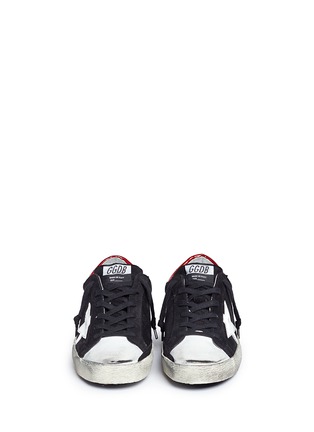Front View - Click To Enlarge - GOLDEN GOOSE - Superstar' star patch distressed suede sneakers